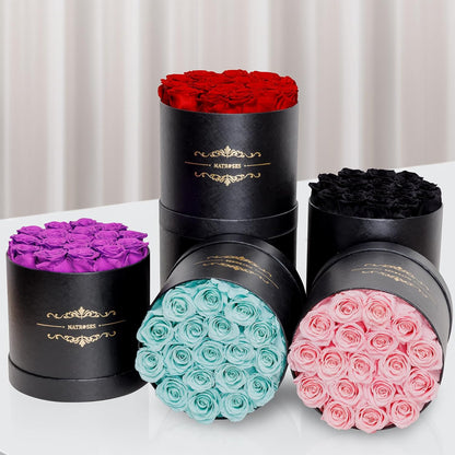 Handmade Preserved Roses in a Box, Long Lasting Black Roses, Preserved Flowers for Her